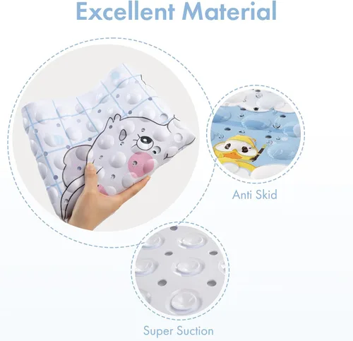 Miniatura 7 de AmazerBath Alfombra de baño antideslizante para bebé, tapete de baño infantil de dibujos animados para bañera, 40 x 16 pulgadas, tamaño completo