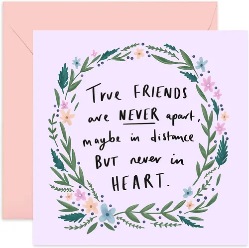 Old English Co. - Tarjeta de cumpleaños True Friends Never Apart - Bonita tarjeta femenina para mejor amiga, regalo floral feliz para mujeres, mejor