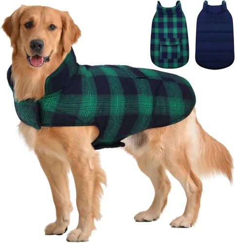 Miniatura 12 de Kuoser - Abrigo de invierno para perro, chaqueta reversible, abrigo cálido de estilo británico, de clima frío, ropa resistente al viento, chaleco