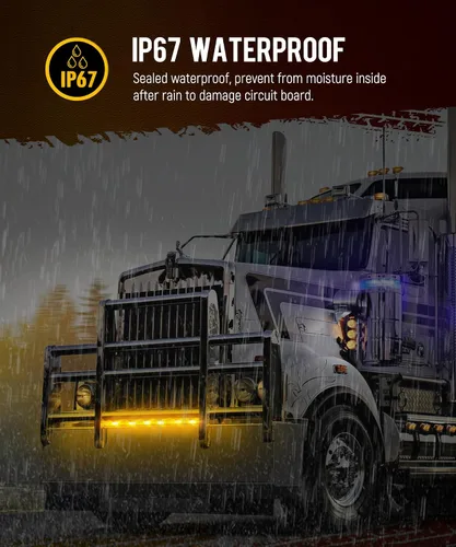 Miniatura 4 de Partsam Peterbilt Kenworth Freightliner - 10 luces LED de 6.5 pulgadas, color ámbar ovalado, 16 luces laterales con bisel cromado de repuesto