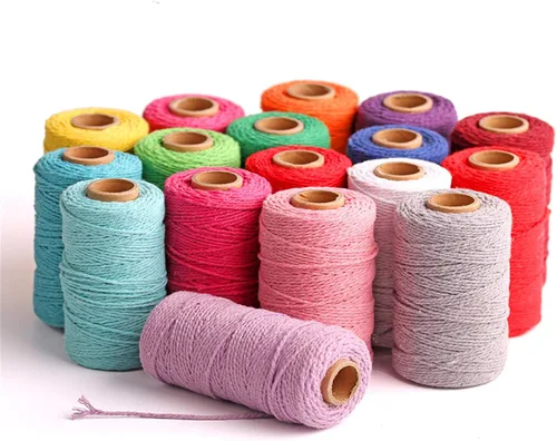 Miniatura 6 de Cordón de macramé de algodón 2 mm x 109 yardas, cuerda de algodón colorida para manualidades DIY, ganchos de plantas (Beige)