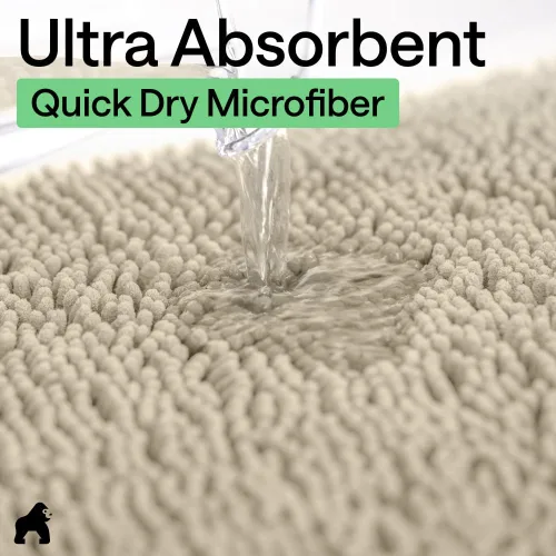 Miniatura 174 de Gorilla Grip - Tapete de baño de felpilla gruesa, suave y absorbente, secado rápido, de microfibra, con reverso de caucho, para piso de ducha, Nube