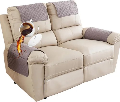 Miniatura 37 de Funda para Reposabrazos de Sofá, Funda para Reposacabezas de Silla Reclinable, Funda de Sillón con Bolsillos, Protector de Muebles Acolchado Beige