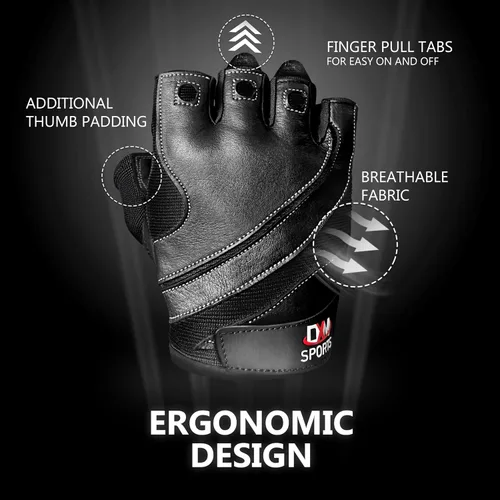 Miniatura 7 de DXM SPORTS Guantes de entrenamiento para hombres, guantes de levantamiento de pesas de gimnasio con soporte para muñeca, transpirables, guantes