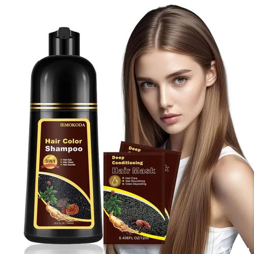 Miniatura 14 de Champú para Teñir el Cabello Marrón Cerezo 3 en 1, Champú para el Color del Cabello que Funciona en Minutos, Champú para Cabello Marrón & Champú