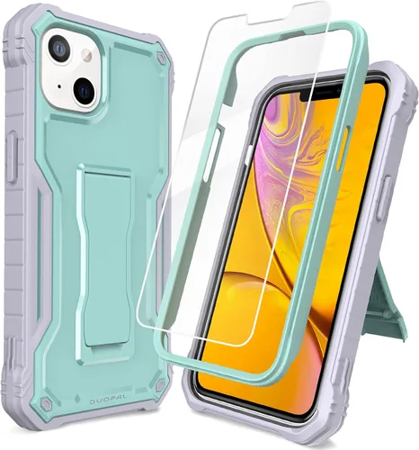 Funda para Apple iPhone 13 (no iPhone 13 Pro), protección de grado militar a prueba de golpes con protector de pantalla HD de vidrio templado y