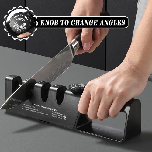 Miniatura 3 de Afilador de cuchillos profesional con 6 ángulos de afilado ajustables, y también tijeras afiladas, mango ergonómico, cuchillos de mano y afilador