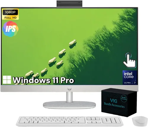 HP Escritorio todo en uno con pantalla táctil de 27 pulgadas, Windows 11 Pro PC para negocios y hogar, pantalla LED antirreflejos FHD de 27