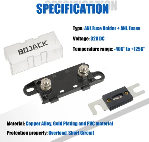 Miniatura 4 de BOJACK Soporte de fusible ANL con fusible de 100 amperios para sistema de audio y video del coche