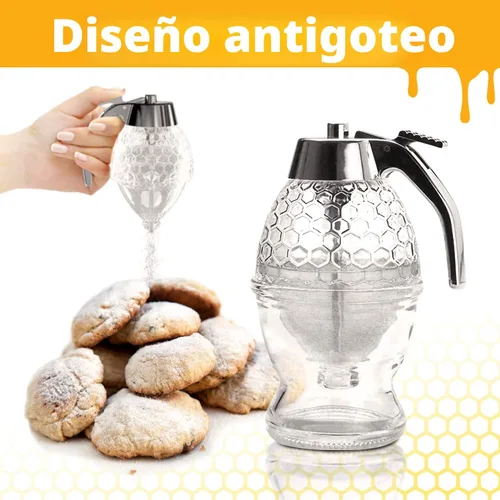 Miniatura 6 de CLEVLI Dispensador de Miel – Vidrio Antigoteo con Soporte – Frasco de Miel – Recipiente de Miel de Vidrio Transparente con Cucharón de 8 Oz