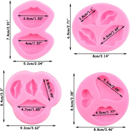 Miniatura 2 de Moldes de silicona para labios para fondant, colección de besos de labios, moldes de fondant para el día de San Valentín, para decoración