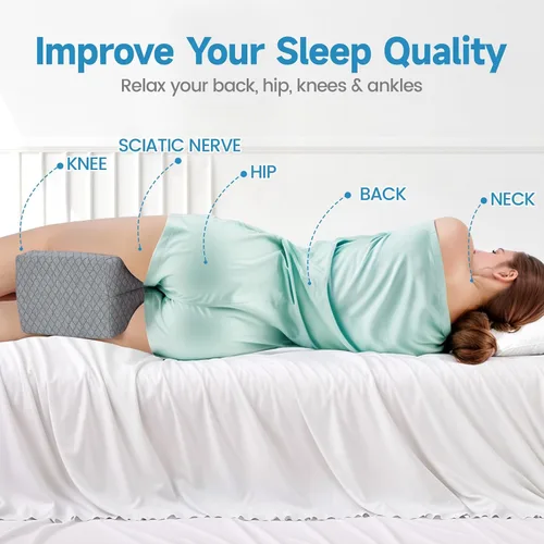 Miniatura 5 de SweetSlubr Almohada de rodilla de espuma viscoelástica para dormir de lado, almohada de apoyo para las piernas para dormir de lado, almohada