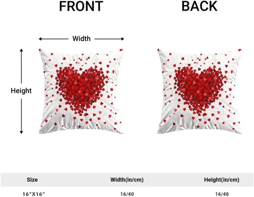 Miniatura 4 de AEIOAE Juego de 2 fundas de almohada de San Valentín de 16 x 16 pulgadas, almohadas de corazón rojo de amor de algodón para decoración del día