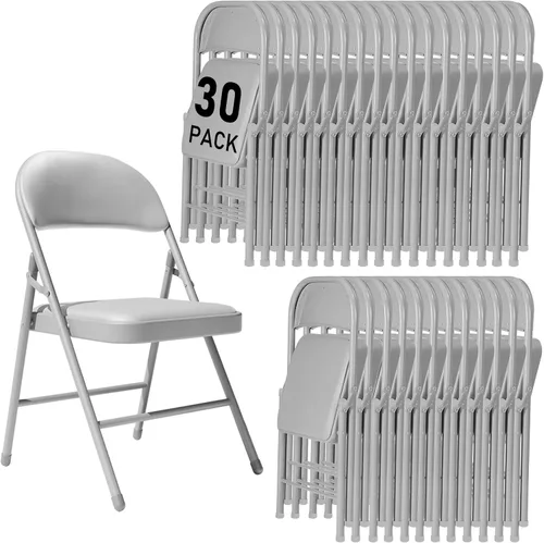 Miniatura 35 de Paquete de 4 sillas plegables negras con cojín acolchado y respaldo para exteriores, sillas plegables comerciales apilables portátiles con marco