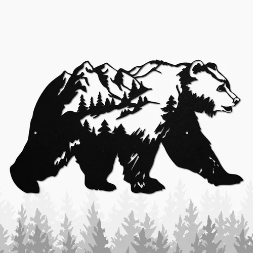 Miniatura 11 de Resama Arte de pared de oso de metal, animales del bosque, decoración rústica, decoración de desierto, adornos de montaña para sala de estar