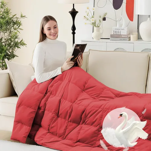 Miniatura 14 de Deodar Manta de fibra de plumón natural para sofá cama, edredón de sofá, manta ligera para exteriores, tela de piel de durazno, 50 x 70 pulgadas