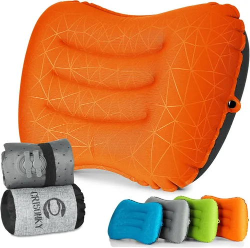 Miniatura 7 de Almohada de camping Crisonky - Almohada inflable - Almohada de viaje para mochileros y avión, soporte lumbar 2.0, almohada inflable, ultraligera