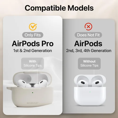 Miniatura 2 de MAGEASY Funda diseñada para estuche de AirPods Pro 2 - Funda protectora a prueba de golpes para AirPods Pro y Pro 2, resistente a las manchas, suave