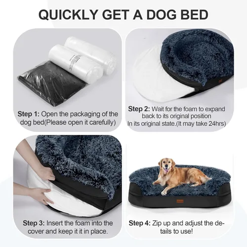 Miniatura 7 de iweepet Camas ortopédicas esponjosas para perros grandes y extragrandes, sofá cama calmante de 41 pulgadas para perros con espuma de apoyo 28D