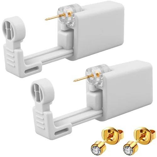 Miniatura 8 de Kit de perforación de oreja, 2 piezas, sin dolor, fácil de usar en casa, kit de pistola de perforación de oreja con aretes (dorado)