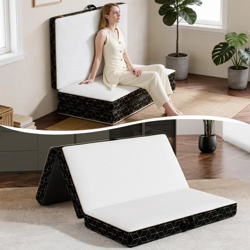 Miniatura 2 de GEMBED Colchón de espuma viscoelástica de tres pliegues tamaño individual, colchón plegable portátil de 4 pulgadas con asa y funda lavable, cama