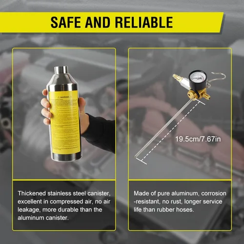Miniatura 6 de Kit de Descarga de Aire Acondicionado CMTOOL, Herramienta de Descarga Automotriz y para el Hogar, Botella de Acero Inoxidable Espesado, Juego