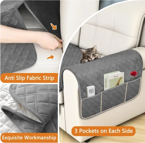 Miniatura 4 de Arfntevss - Fundas impermeables para sofá seccional en forma de L, cubiertas lavables de terciopelo para sofá para perros y mascotas, protector