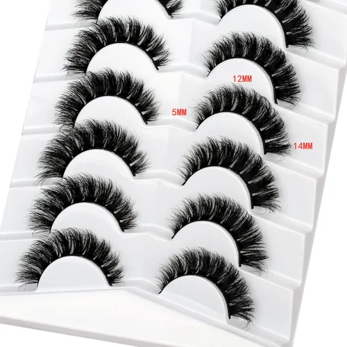 Miniatura 428 de Pooplunch - Pestañas postizas finas de visón sintético, estilo ojo de gato, naturales, cruzadas, tipo racimo, efecto 8D de volumen, tiras