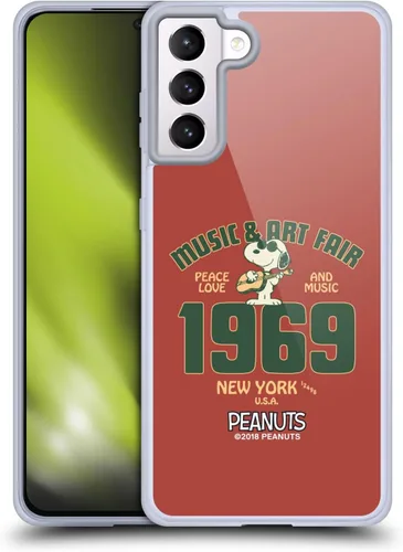 Miniatura 142 de Head Case Designs Funda de gel Woodstock 50th con licencia oficial de Peanuts Snoopy Guitar 1969 [protección de grado militar] compatible