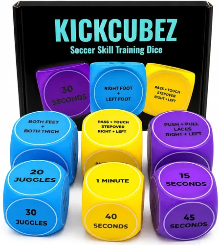 Regalo de fútbol para niños y niñas de 8 a 12 años (6 dados de entrenamiento de fútbol) malabarismo, juego de pies y pases - Divertido juego de