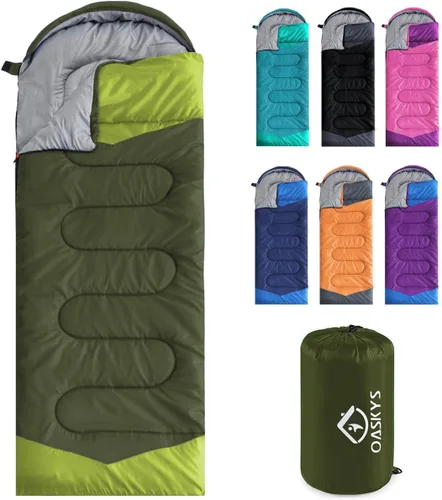 Miniatura 9 de Oaskys - Saco de dormir para acampar, para 3 estaciones, clima cálido y fresco, verano, primavera, otoño, ligero, resistente al agua, para adultos