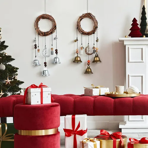 Miniatura 4 de Campanas de Bruja para Protección del Hogar, Decoración Pagana para Atraer lo Positivo y Expulsar lo Negativo, Campanas de Navidad Plateadas