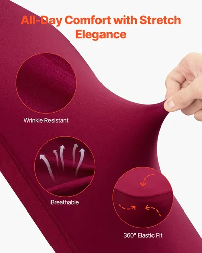 Miniatura 125 de VEVOR 150 fundas blancas para sillas de poliéster y elastano, fundas elásticas para bodas, fiestas, comedor, banquetes, sin pinzas, 150