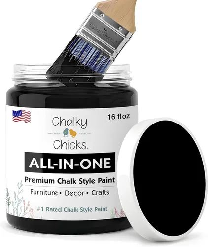 Miniatura 65 de Chalky Chicks - Pintura mate a la tiza, no requiere lijado, 4 onzas líquidas, color gris oscuro (Gun Metal Gray), para muebles, pintura sin Gris