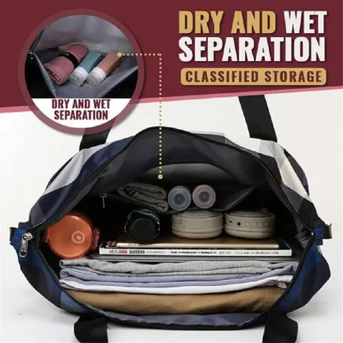 Miniatura 5 de 2022 - Bolsa de viaje plegable de separación secahúmeda, ligera, impermeable, plegable, para deportes, camping, Burdeos