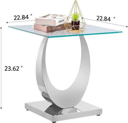 Miniatura 57 de Mesa de centro de cristal de lujo, mesa de centro de sofá de 47 pulgadas con marco de acero inoxidable dorado y parte superior de vidrio negro, mesa