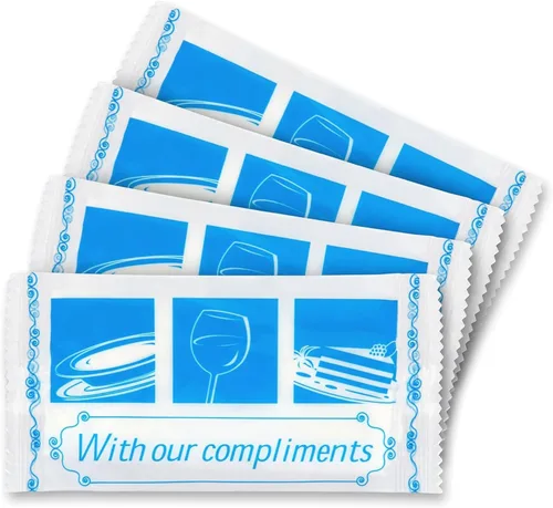 Fresh Towel - Toallas húmedas envueltas individualmente, 1 caja de 100 toallitas de mano envueltas individualmente (tamaño de toalla de 7 x 8