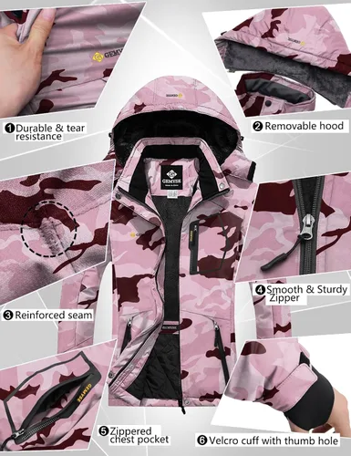 Miniatura 6 de GEMYSE - Chaqueta de esquí y nieve para mujer diseño impermeable y resistente al viento para invierno