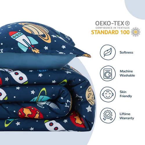 Miniatura 7 de SLEEP ZONE - Juego de edredón de 3 piezas tamaño matrimonial/Queen para niños, estampado suave, para todas las temporadas, no se decolora, lavar a