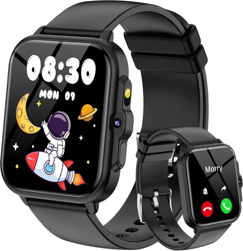 Reloj inteligente para niños, rastreador de actividad física de 1.85 pulgadas con cámara, juegos, música, SOS, AI, reloj despertador, video, control