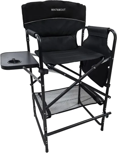 Miniatura 8 de Silla de director plegable alta de 30.7 pulgadas de altura del asiento, taburete de bar plegable para artista de maquillaje, pintura facial con mesa
