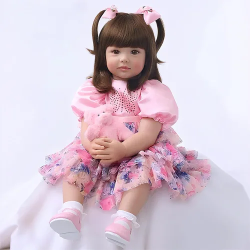 iCradle Muñeca de bebé Reborn de 24 pulgadas y 23.6 in de cuerpo suave de vinilo realista muñeca de bebé princesa de pelo largo realista muñeca bebé