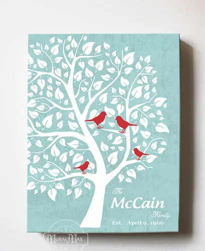 Miniatura 2 de MuralMax - Lienzo decorativo para pared de árbol personalizado para parejas, regalos para padres, abuelos, amigos - Ocasiones de hito, despedidas