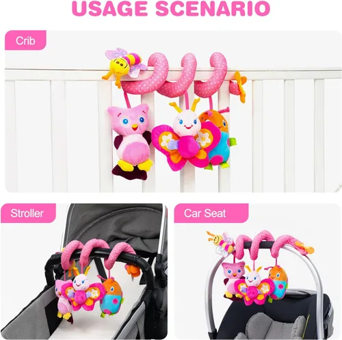 Miniatura 5 de Jollybaby Juguetes para Cuna Cochecito Asiento de Auto para Bebé 0-3-6-9-12 Meses, Juguetes Sensoriales Colgantes para Tiempo Boca Abajo para Recién