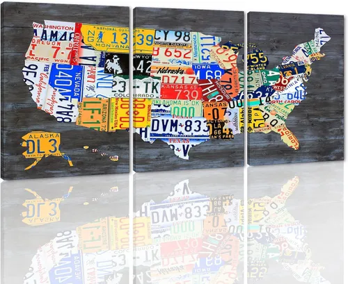 Miniatura 12 de MAMAGO Lienzo decorativo para pared, diseño de mapa de Estados Unidos, 3 paneles, fondo de madera, mapa de Estados Unidos, imagen y póster, arte