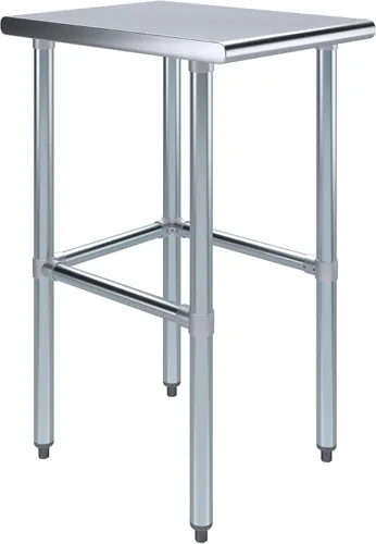 Miniatura 29 de Mesa de trabajo de acero inoxidable de base abierta de 14 pulgadas x 48 pulgadas Residencial y comercial Preparación de alimentos Estación