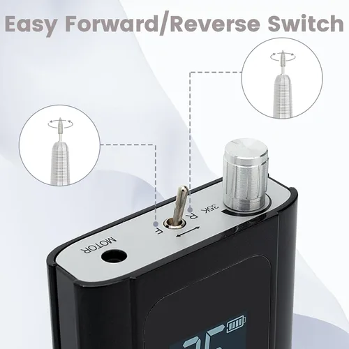 Miniatura 6 de Delanie Taladro de Uñas Profesional de Alto Torque 35000 RPM Recargable Portátil Eléctrico Lima de Uñas para Acrílico y Gel con Puntas para Negro