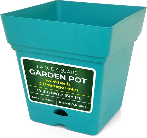 Miniatura 11 de Mintra Home - Maceta grande para jardín con ruedas, maceta de plástico ligera para plantas de interior y exterior, contenedor decorativo para porche
