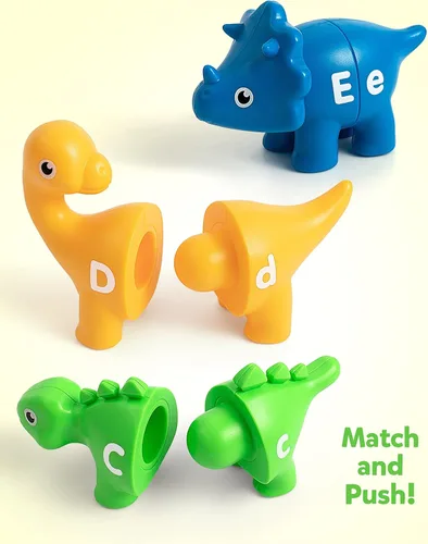 Miniatura 3 de Coogam Juego de emparejar letras con habilidad motora fina, 26 piezas, juego de dinosaurios alfabético ABC de doble cara con mayúsculas