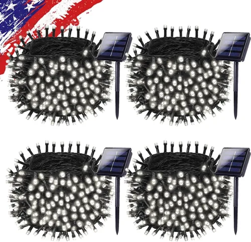 Miniatura 15 de Paquete de 200 luces solares de cadena de luces LED para exteriores, 66 pies, luces solares de Navidad para exteriores con 8 modos, IP65 impermeable